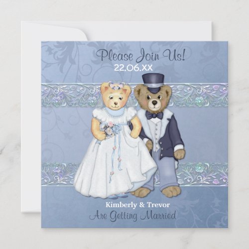 Bride and Groom Teddy Bear Wedding Invitations