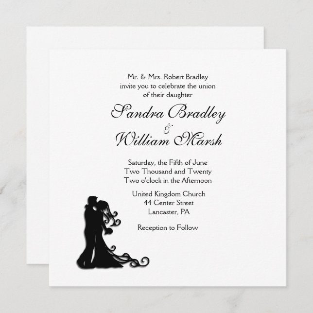 Bride and Groom Traditional  White Invitation (Front/Back)