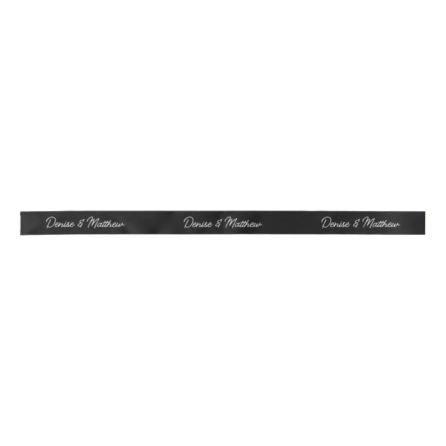 Bride and Groom True Black Satin Ribbon (Front)