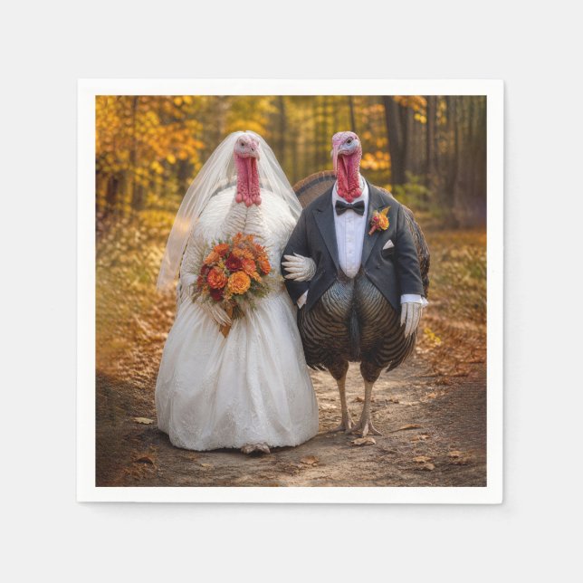 Bride and Groom Turkeys  Napkins (Front)