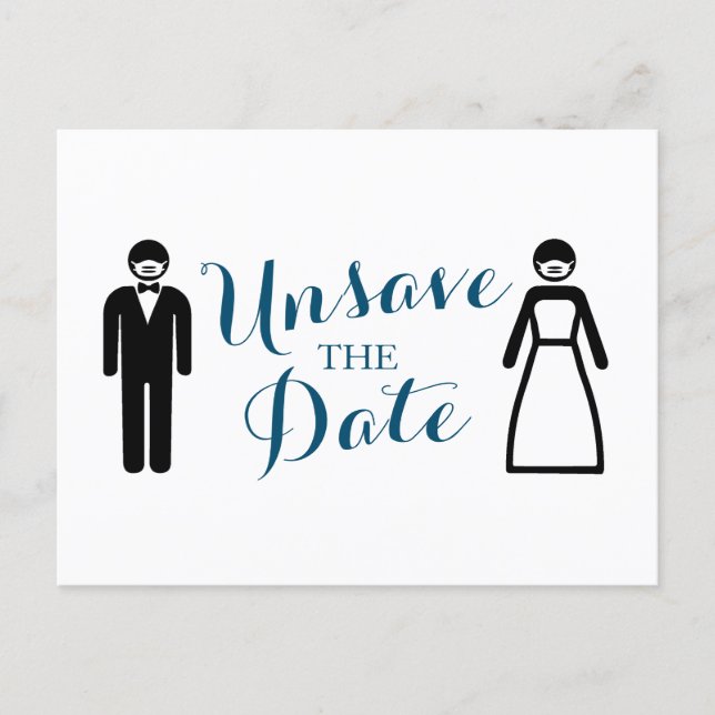 Bride and Groom Unsave the Date Announcement Postcard (Front)