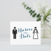 Bride and Groom Unsave the Date Announcement Postcard (Standing Front)