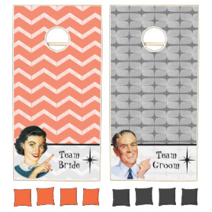 Bride and Groom vintage Cornhole Set