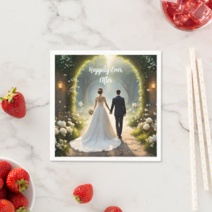Bride And Groom Walking Hand In Hand, Napkins