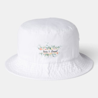 Bride and Groom Watercolor Flowers Custom Bucket Hat