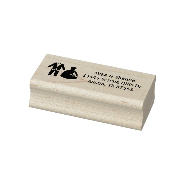 Bride and Groom Wedding Address Rubber Stamp (Stamp)
