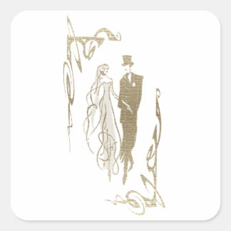 Bride and Groom Wedding & Anniversary Art Gifts Square Sticker