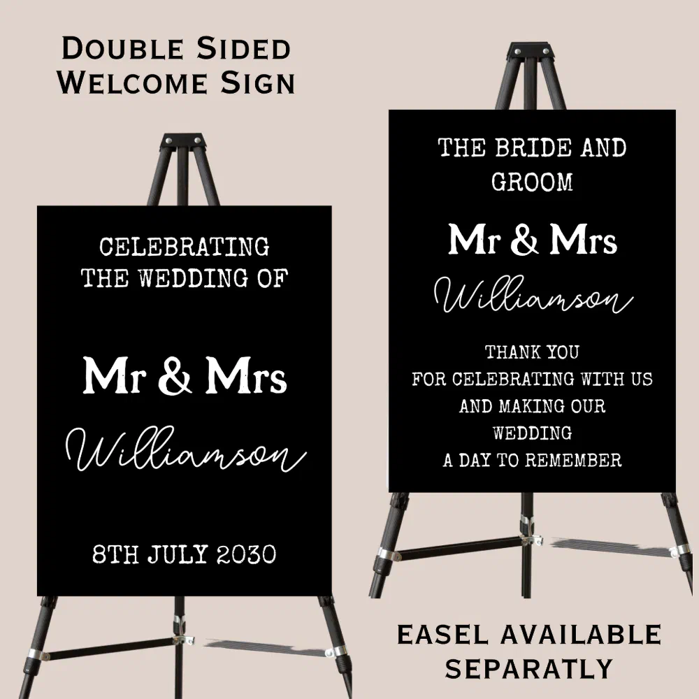 Bride And Groom Wedding Black Welcome Sign