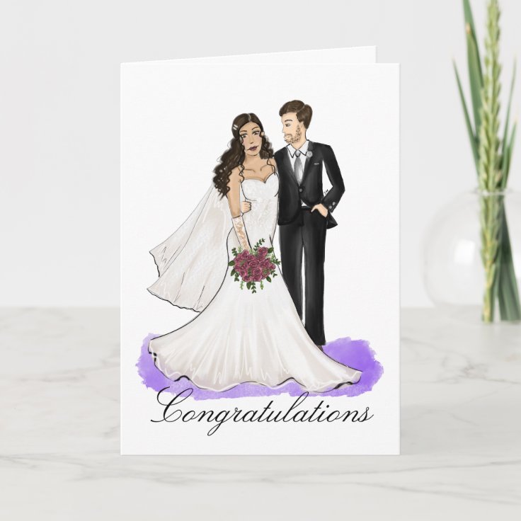 Bride and Groom Wedding Congratulations Card | Zazzle