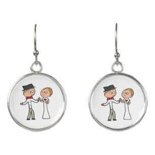 Bride and Groom Wedding Day Earrings