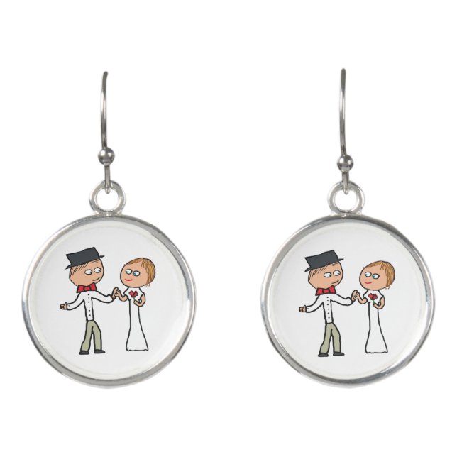 Bride and Groom Wedding Day Earrings (Front)