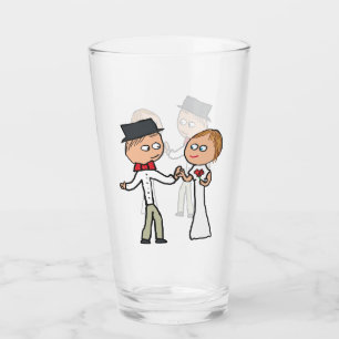 Bride and Groom Wedding Day Glass
