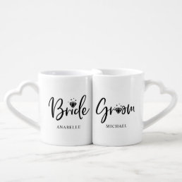 Bride And Groom Wedding Diamond Coffee Mug Set