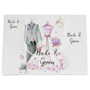 Bride and Groom Wedding Dress & Suit Large Gift Bag