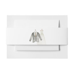 Bride and Groom Wedding Dress Wedding Suit Invitation Belly Band