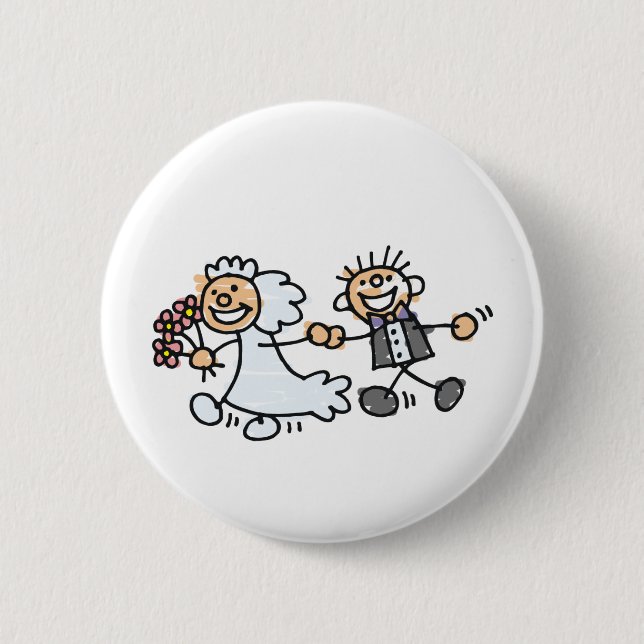 Bride And Groom Wedding Elope Elopement Button (Front)