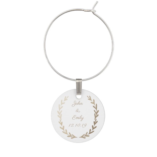 Bride and Groom Wedding Favor Wine Charm (Front)