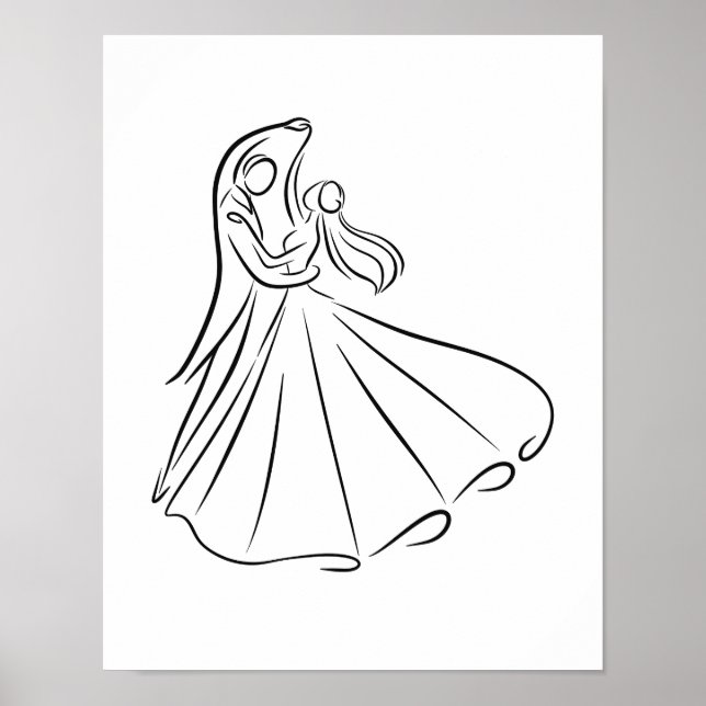 "Bride and Groom Wedding First Dance Line Art  Poster (Front)