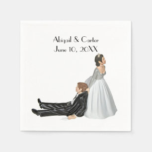Bride and Groom Wedding Humor On White Napkins