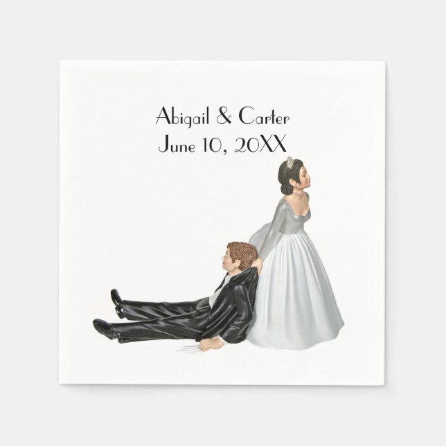 Bride and Groom Wedding Humor On White  Napkins (Front)