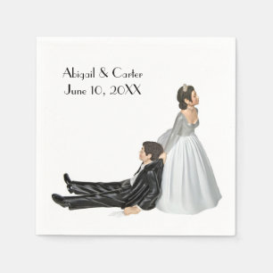 Bride and Groom Wedding Humor On White Napkins