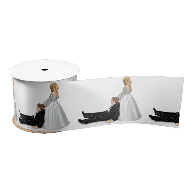 Bride and Groom Wedding Humor Satin Ribbon (Spool)