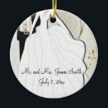 Bride and Groom Wedding Keepsake Ceramic Ornament<br><div class="desc">Personalized Bride and Groom Keepsake Wedding Ornaments. 📌If you need further customization, please click the "Click to Customize further" or "Customize or Edit Design"button and use our design tool to resize, rotate, change text color, add text and so much more.⭐This Product is 100% Customizable. Graphics and / or text can...</div>