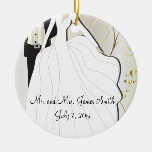 Bride and Groom Wedding Keepsake Ceramic Ornament