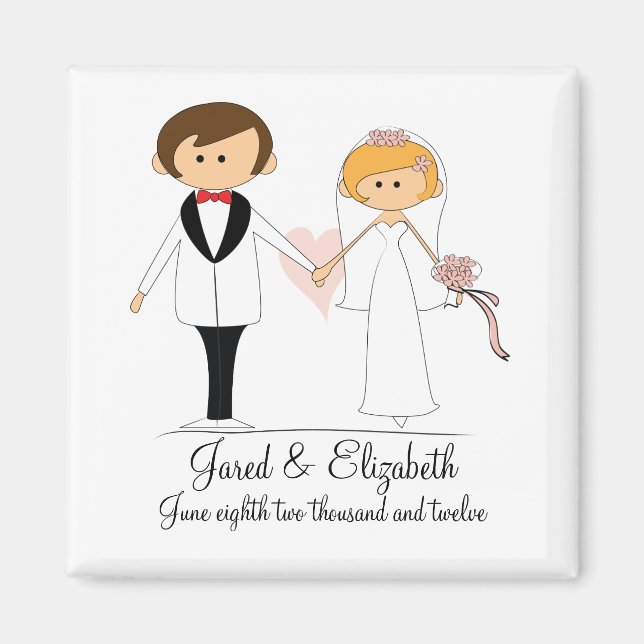 Bride and Groom Wedding Magnet Favors (Front)