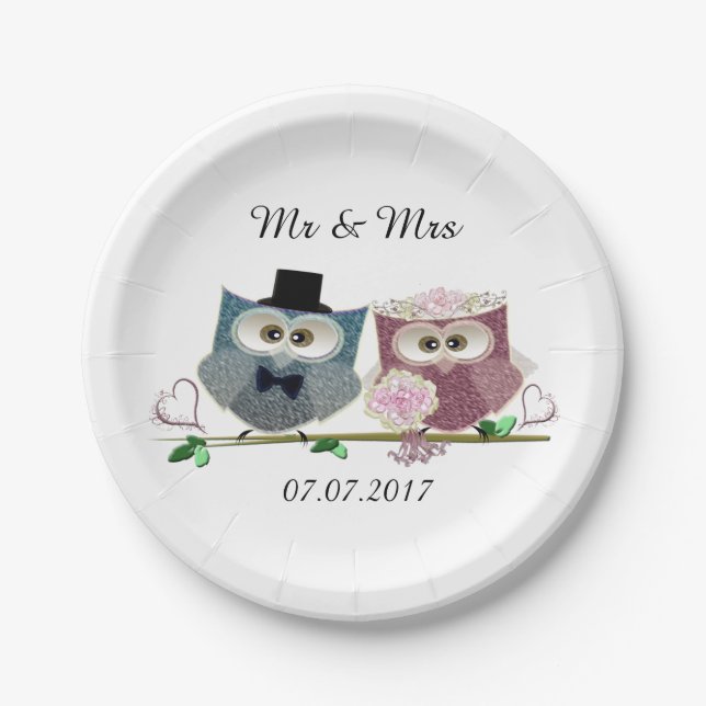 Bride and Groom Wedding Paper Plates (Front)