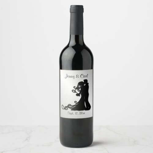 Bride and Groom Wedding Personalized Silver Wine Label