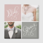 Bride and Groom Wedding Photo Collage Magnet<br><div class="desc">Capture and showcase your special moments with this customizable wedding magnet. Add your favorite pictures from your wedding day to this two-photo bride and groom collage. Other colors are available.</div>