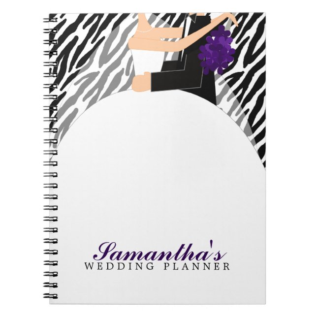 Bride and Groom Wedding Planner {dark purple} Notebook (Front)