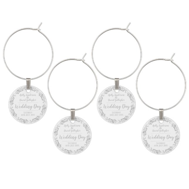 Bride and Groom Wedding Reception Wine Charm (Staggered)