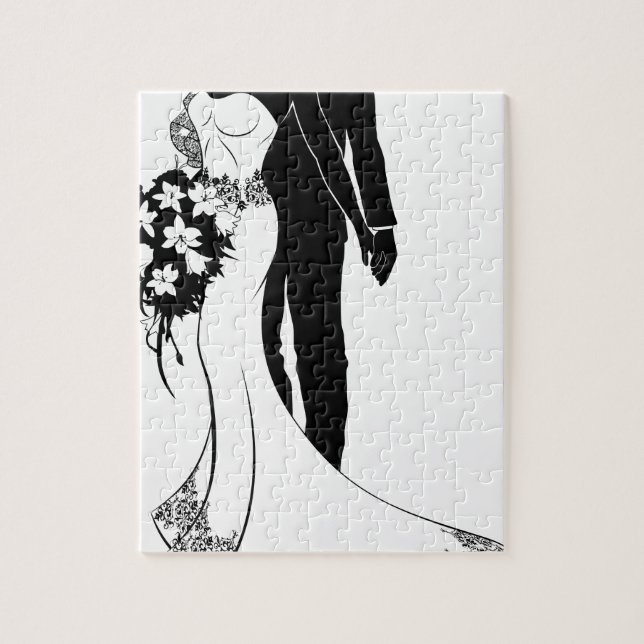 Bride and Groom Wedding Silhouette Jigsaw Puzzle (Vertical)