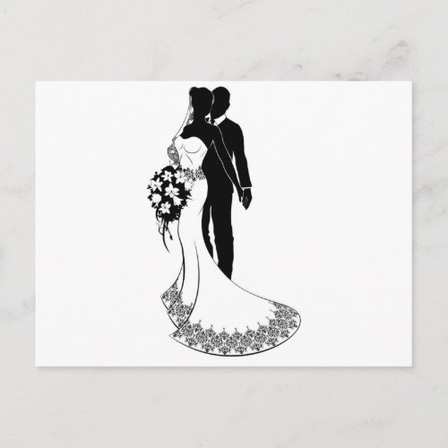 Bride and Groom Wedding Silhouette Postcard