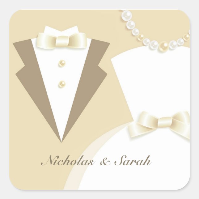Bride and Groom Wedding Sticker (Front)