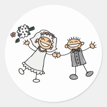 Bride And Groom Wedding Stickers by wedding_tshirts at Zazzle