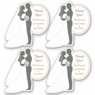 Bride and Groom Wedding Thank You Contour Sticker