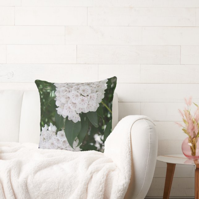 Bride and Groom White Mountain Laurel Throw Pillow (Couch)
