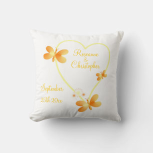Bride And Groom Yellow Heart Pillow