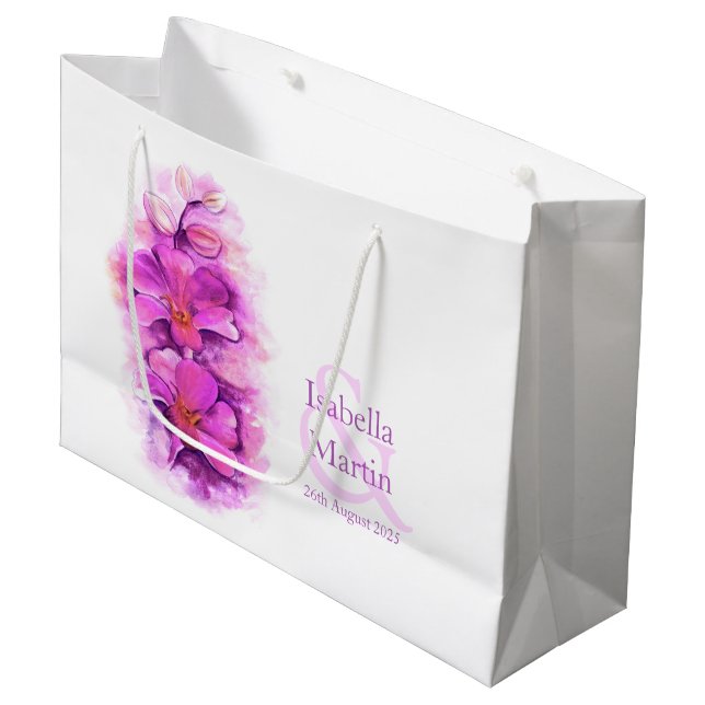 Bride and groom's wedding favor gift bag (Front Angled)