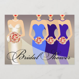 Bride and her Bridesmaids Bridal Shower cobalt Invitation