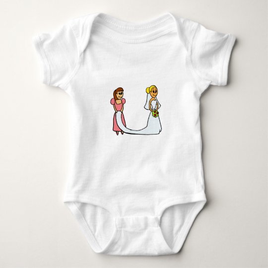 Bride and Maid of Honor Cartoon Baby Bodysuit
