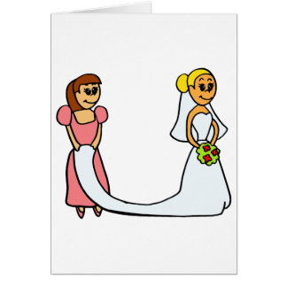 Bride and Maid of Honor Cartoon Cards