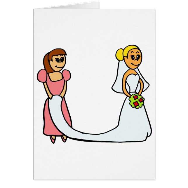 Bride and Maid of Honor Cartoon Cards (Front)