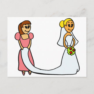 Bride and Maid of Honor Cartoon Postcard