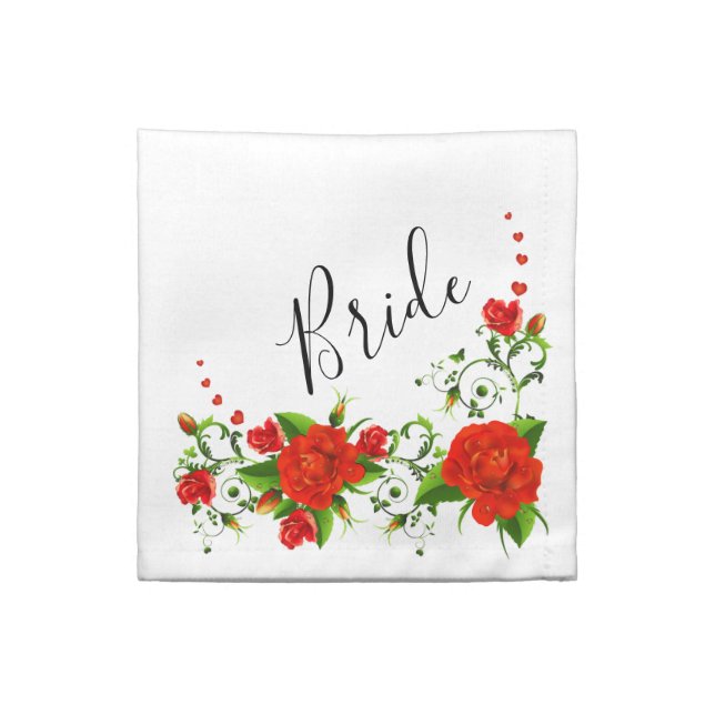 Bride and Red Roses Cloth Napkin (Quarter Fold)