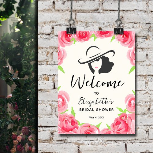 Bride and Roses Bridal Shower Welcome Poster