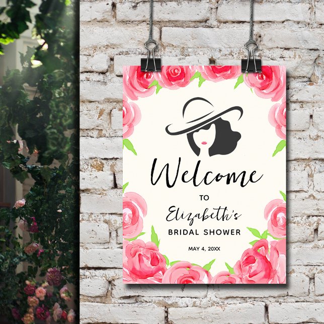 Bride and Roses Bridal Shower Welcome Poster (Bride and Roses Bridal Shower Welcome Poster)